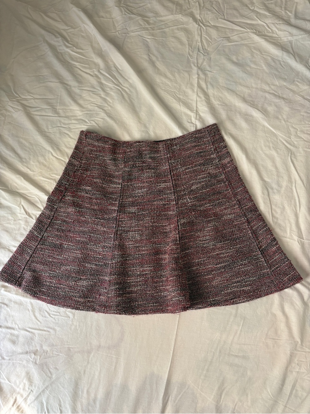 Loft Textured Maroon Flare Skirt. Size large